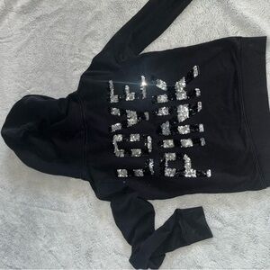 Victoria's Secret LOVE PINK Black Hoodie with Silver sequins. Women’s size M